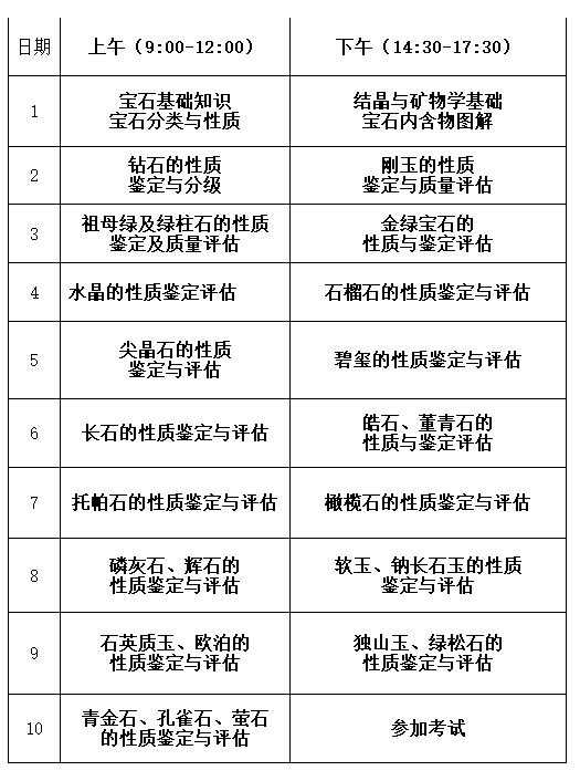 高级珠宝鉴定师课程设置